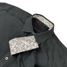 Robert Graham Men's 100 Cotton Flip Cuff Button Shirt Black Paisley XL