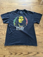Bob Marley Reggae Zion Rootswear Black T Shirt Mens Large fits Medium 