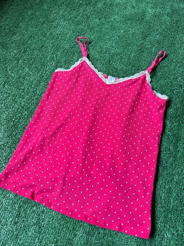 Forever 21 Damen-Tanktop Spitze gepunktet rosa Cami Fee Grunge süß Small - Bild 2 von 7