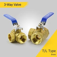 3 Way Brass Ball Valve BSP Female T/L Port 1/4 3/8 1/2 3/4 1" Water Air Oil