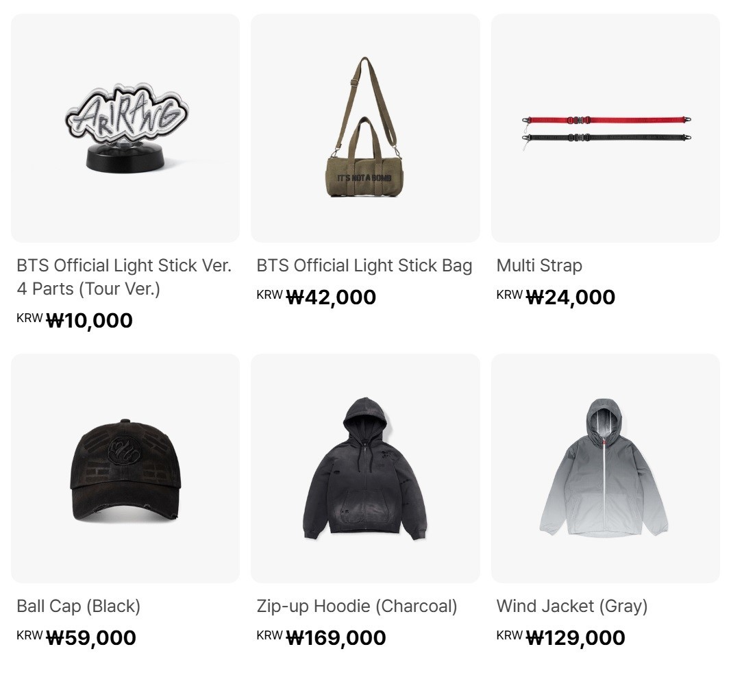 BTS WORLD TOUR ARIRANG グッズセット　4/17 Presale] BTS WORLD TOUR 'ARIRANG' OFFICIAL MERCH.[Not Including