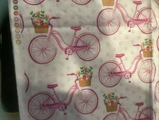 Pink Bicycle Floral Design Cotton Fabric 1 Yd. Michael Miller Cotton Fabric