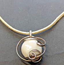 Women's Vintage Sterling Silver Wrapped Iridescent Glass Corded 18" Necklace 