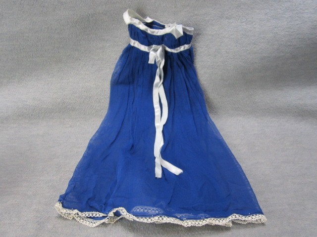 Vintage Fashion Doll Blue White Night Gown 14" Sheer