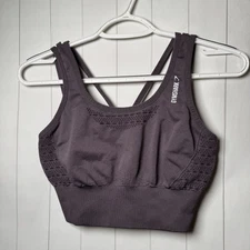 Gymshark Energy + Seamless Sports Bra Crop Top Slate Lavender Gym Activewear S