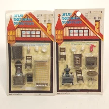 Vintage Mini Dollhouse Furniture Bedroom Stove Lot 1:48 Quarter Inch Scale NOS