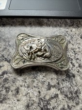 Western Belt Buckle Cowboy Riding Bull Youth Belt Buckle Silver Tone