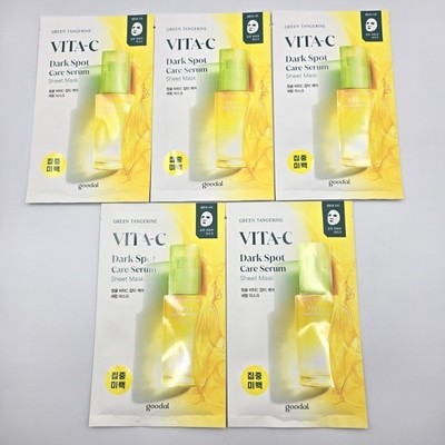 GOODAL Green Tangerine Vita-C Dark Spot Care Serum Sheet Mask 28gX5ea | Tracking