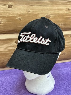 Titleist Hat Cap Men Black  Strapback Spellout Logo Golfer Adj Outdoor Casual