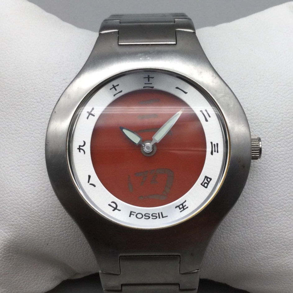 Fossil Big Tic Watch Men 41mm Stainless Steel Red Kanji JR8001 New