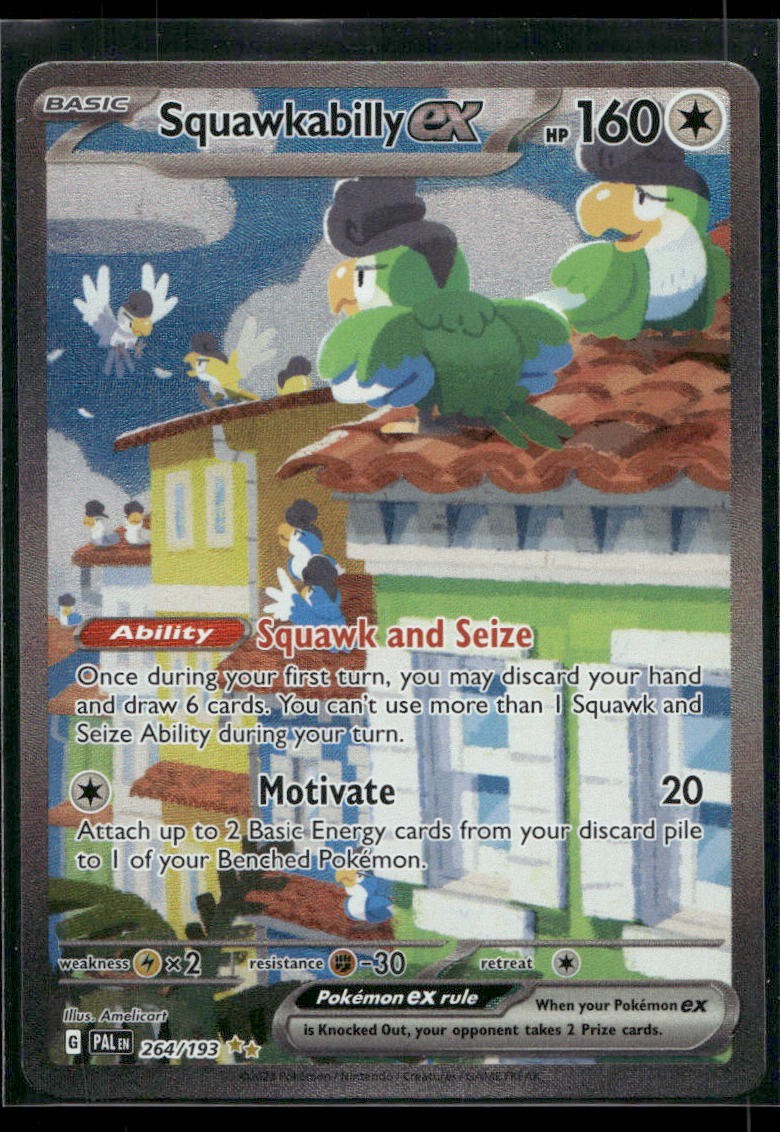 SQUAWKABILLY EX 264/193 SPECIAL ILLUSTRATION RARE PALDEA EVOLVED POKEMON HOLO LP