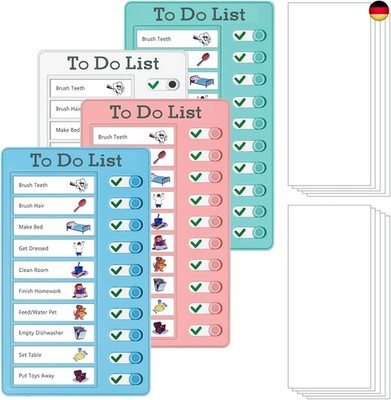 4 Stück To Do List Checklist Board, Tragbares, Abnehmbares Tafel Chore Chart, 