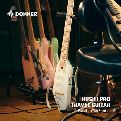 Donner HUSH  I PRO Acoustic-Electric Guitar With All Accessories Metallic White