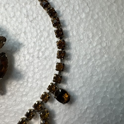 VINTAGE JULIANA DUNKLER TOPAS STRASS HALSKETTE MIT BROSCHE 16" - Bild 5 von 8