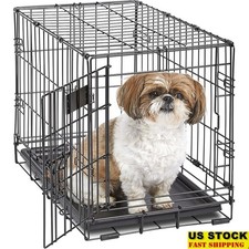 Portable Dog Crate Features Security Divider Panel Easy Assembly Leak-Proof Tray