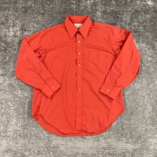 Vintage Arrow Shirt Mens 17 34 Orange Long Sleeve Button Up Kent Collection 70s