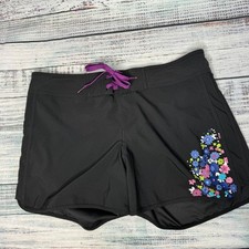 Athleta Black Trestles Floral Board Short Swim Shirt Women's 12