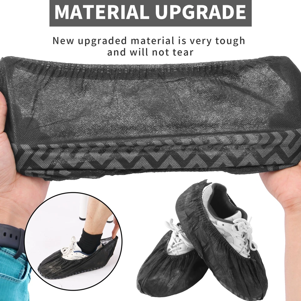 Black 100 Pack Non-Slip Disposable Shoe Covers Premium Boot Protector Booties - Image 2 of 4