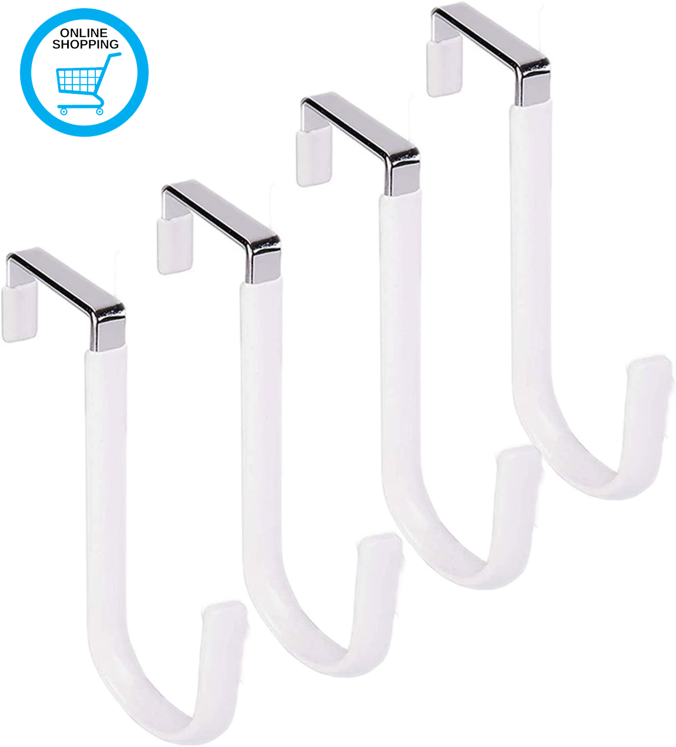 Over the Door Hooks Set of 4, Single Hooks Hanger Metal for Hanging Towel Coats
