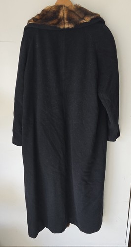 Ladies Y2K vintage House of Fraser Black Long Wool cashmere fur Coat Uk 14 Eu 40 - Picture 3 of 3