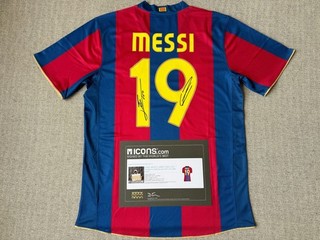 LIONEL MESSI / LAMINE YAMAL DUAL SIGNED FC BARCELONA 2007 08 SHIRT. ICONS COA.