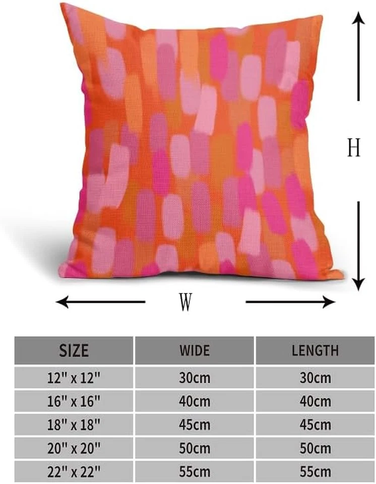 Preppy Pink Orange Pillow Covers 16X16 Inch Hot Pink Retro 70S Abstract Brush Ae - Image 4 of 4