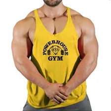 Men Tank Tops Sleeveless Y-Back Shirts Gym Stringer Bodybuilding Fitness Vest