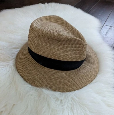 Eric Javits Black Straw Fedora with Woven Cream Accent Daphne Cream Black | Women main image 4