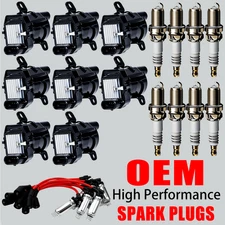 8X OEM Ignition Coil & Iridium Spark plugs & Wires For Chevy Silverado GMC UF262