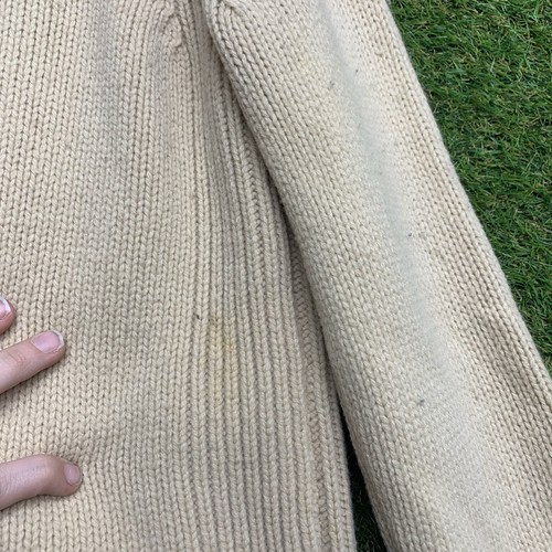 Vintage J. Crew Sweater Womens Large Beige Jacket Lambswool Hoodie Full Zip 90s - Picture 14 of 24