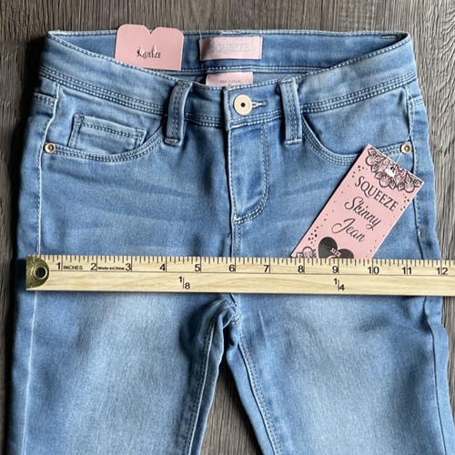 Girl's Size 6 Squeeze Skinny Stretch Light Wash Denim Blue Jeans - Picture 6 of 10