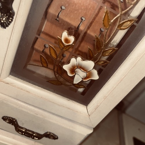 Wooden Jewellery Box Floral Design 2 Drawer Chest Wardrobe Cupboard Style - Picture 4 of 24