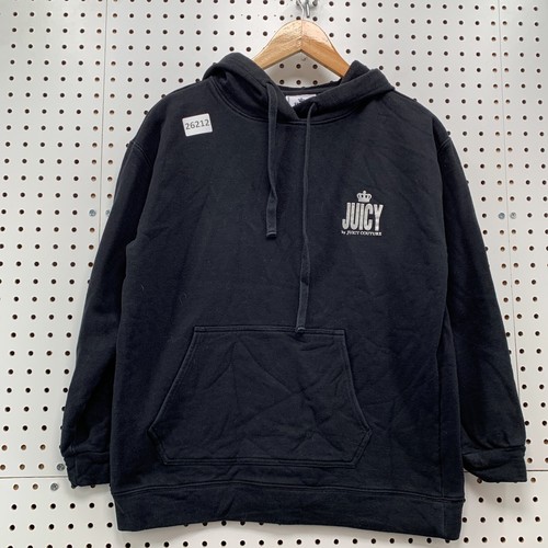 Juicy Courture Hooded Sweatshirt bLack Womens Small Pullover Hoodie 20x23 - Picture 5 of 13