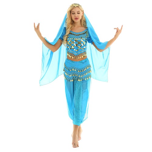 Damen Tanzbekleidung Laterne Kostüm Harem Outfit Cosplay Tanz Schal Bauch Sets - Bild 73 von 139