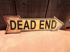 Dead End Yellow This Way To Arrow Sign Directional Novelty Metal 17" x 5"
