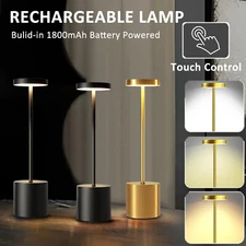Rechargeable Metal Table Desk Lamp Touch Control Dimmable Night Light Cordless