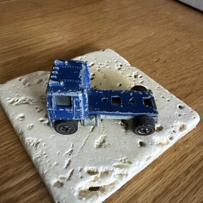 Vintage Hot Wheels 1973 Redline Red Semi Truck Cab Only Flat Nose Tractor Blue - Image 1 of 4