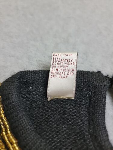 Karen Scott Sweater Womens Petite M Black Silk Angora Wool Beaded Floral Holiday - Picture 4 of 15