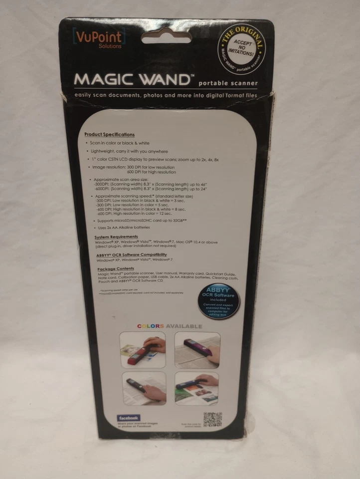 VuPoint Solutions Magic Wand Wireless Portable Handheld Scanner ST440 Black NIB - Image 3 of 4