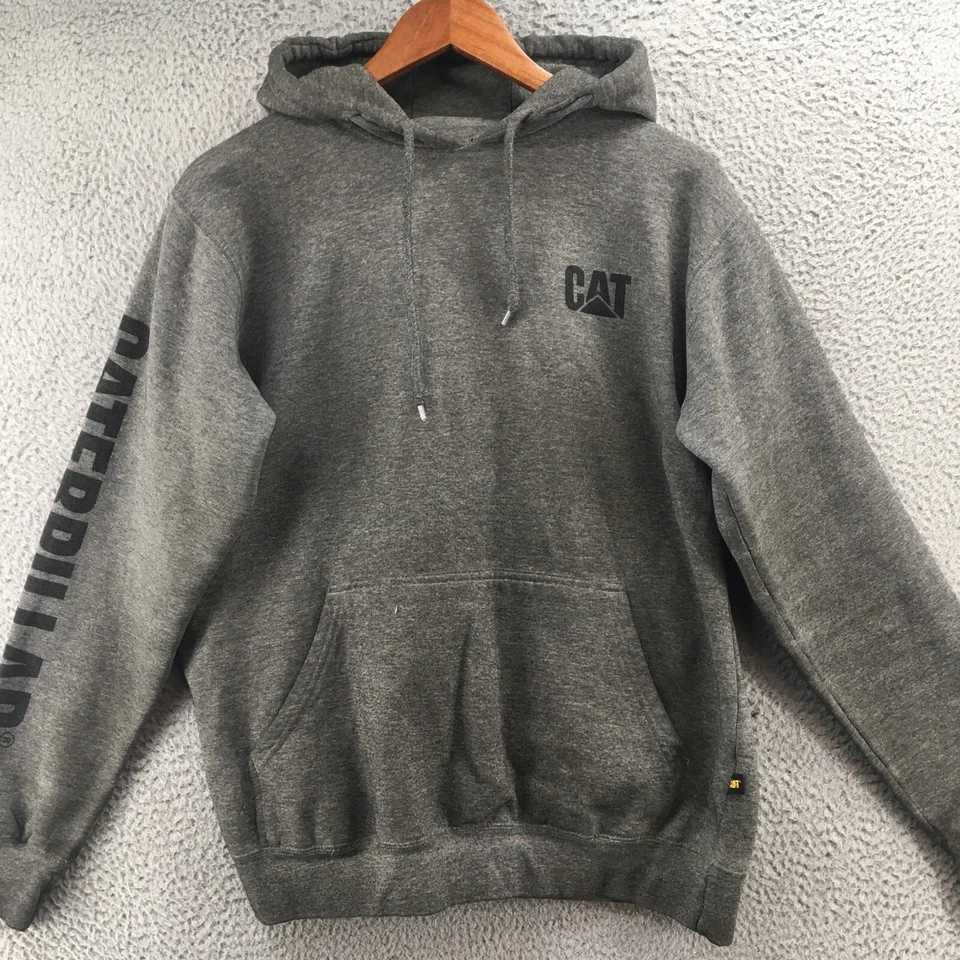 Cat Hoodie Sweatshirt Mens Medium Gray Cotton Blend Long Sleeve Hooded Pockets - Image 2 of 4