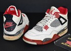 ORIGINAL 1989 Nike Air Jordan 4 FIRE RED size 7.5 RARE metallic kaws bred unc