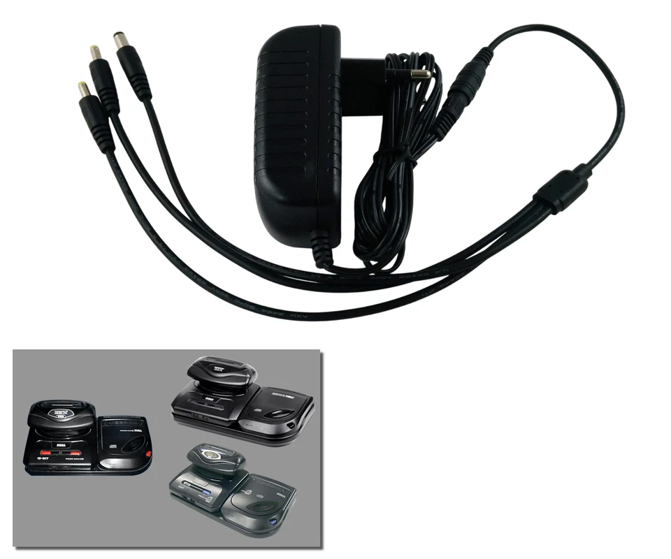 RETRO GAME SUPPLY Power Supply 3-in-1 for Sega Mega Drive 2 / Genesis 2 + CD + 32X - EU Plug