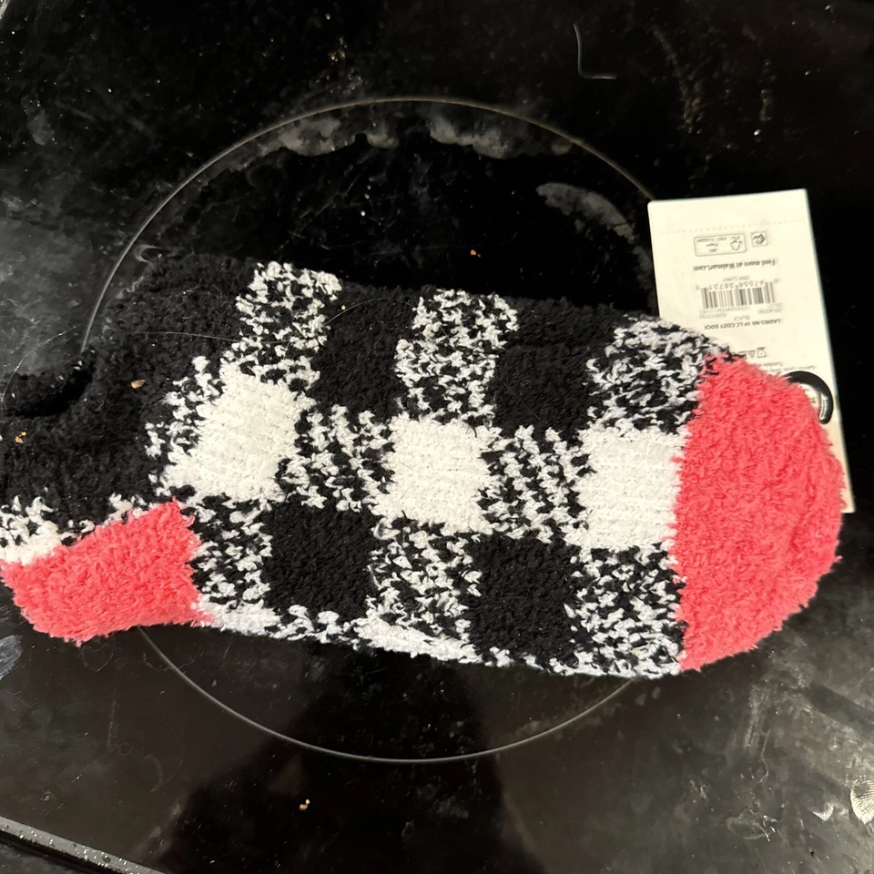 Calcetines acogedores de corte bajo a cuadros rosa negro blanco sin límites para dama 1 par talla 4-10 Foto 2 de 4