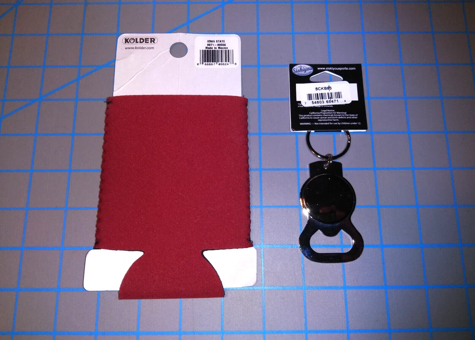 Iowa State Cyclones Keychain Bottle Opener & Can Cooler Koozie Combo Lot New - Image 2 of 2