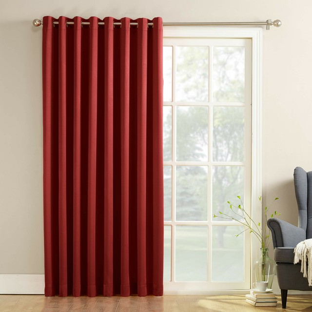 Panel De Cortina Puerta Corrediza Patio 100x84 Cortinas Roja Con Ojales
