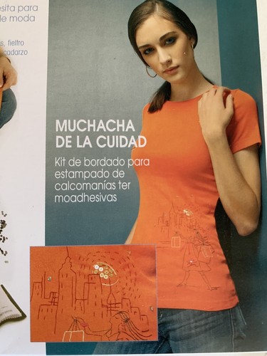 Kit de bordado Bucilla punto de cadera imágenes de niña de ciudad planchado en transferencia nuevo en paquete - Imagen 3 de 11