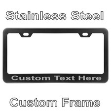 Custom Laser Engrave Black Stainless Steel Metal License Plate Frame With Text