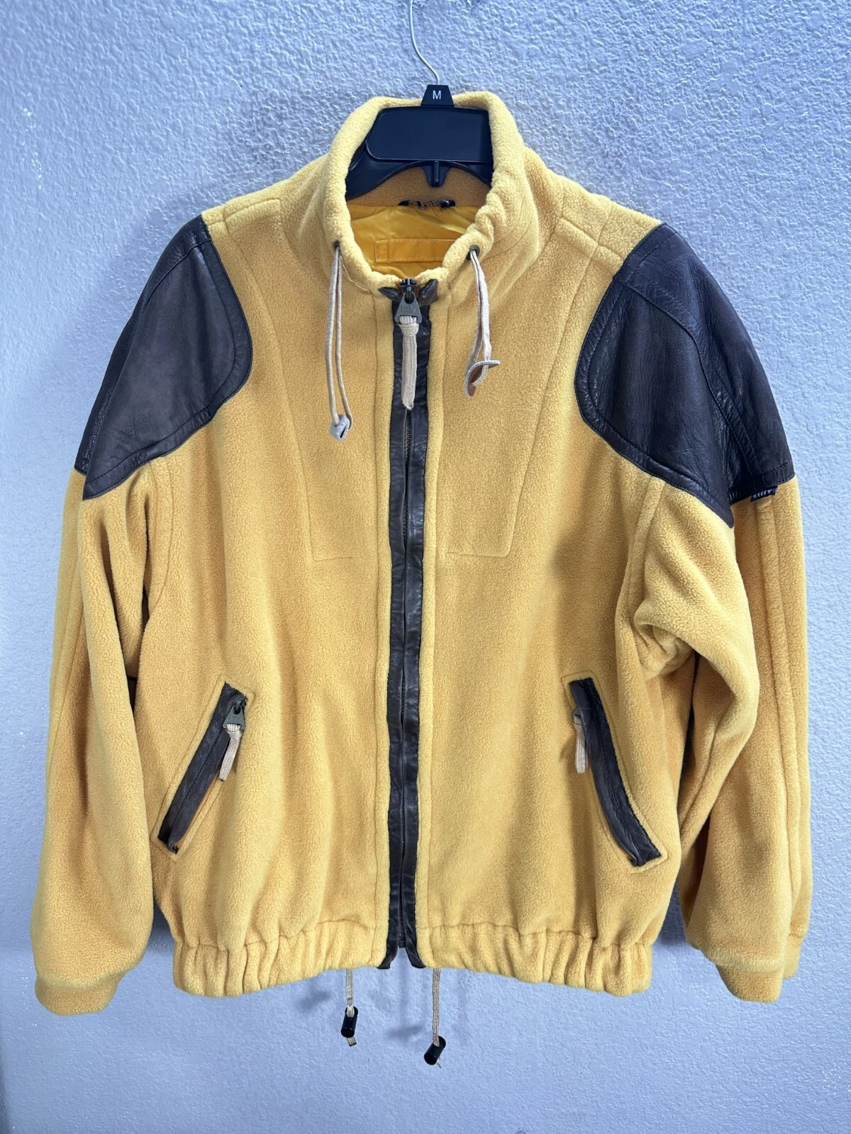 Vintage Men's Killy Orange Leather Patch Fleece Ski Jacket Zip Up Polartec Sz L
