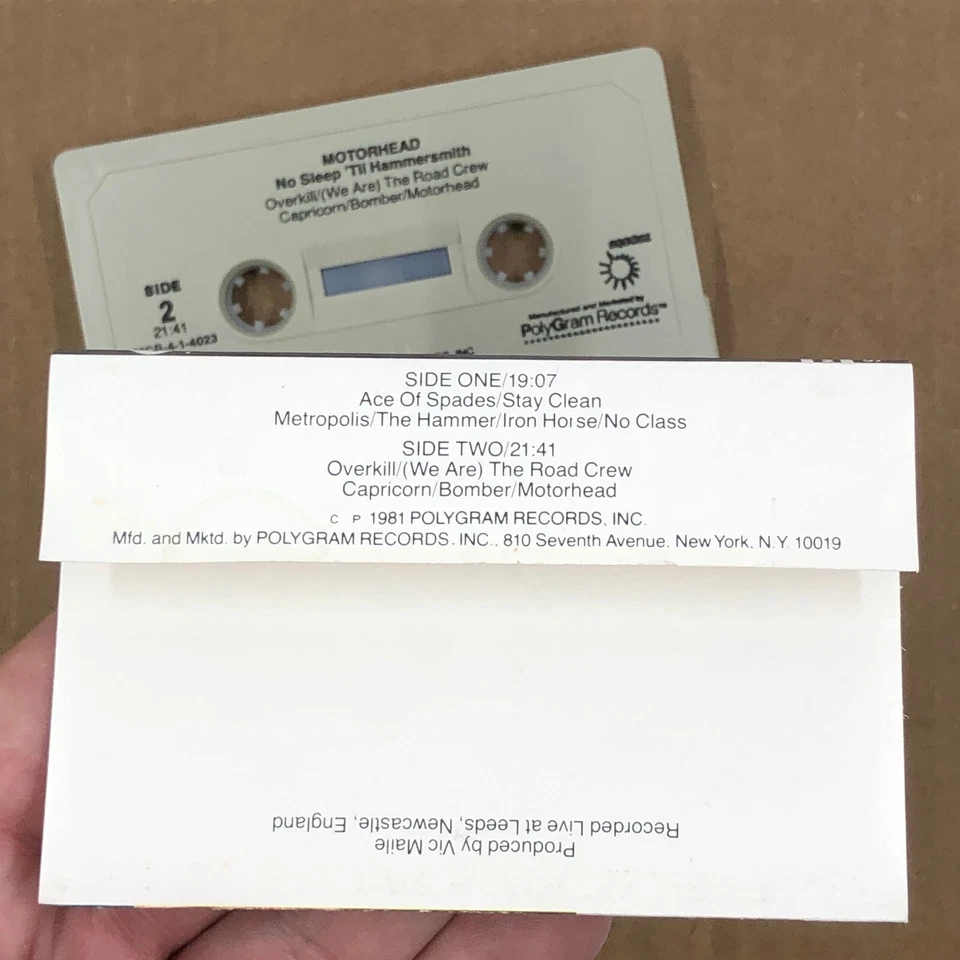 MOTORHEAD Cassette Tape NO SLEEP TIL HAMMERSMITH 80s USA RELEASE ACE OF SPADES - Imagem 4 de 4