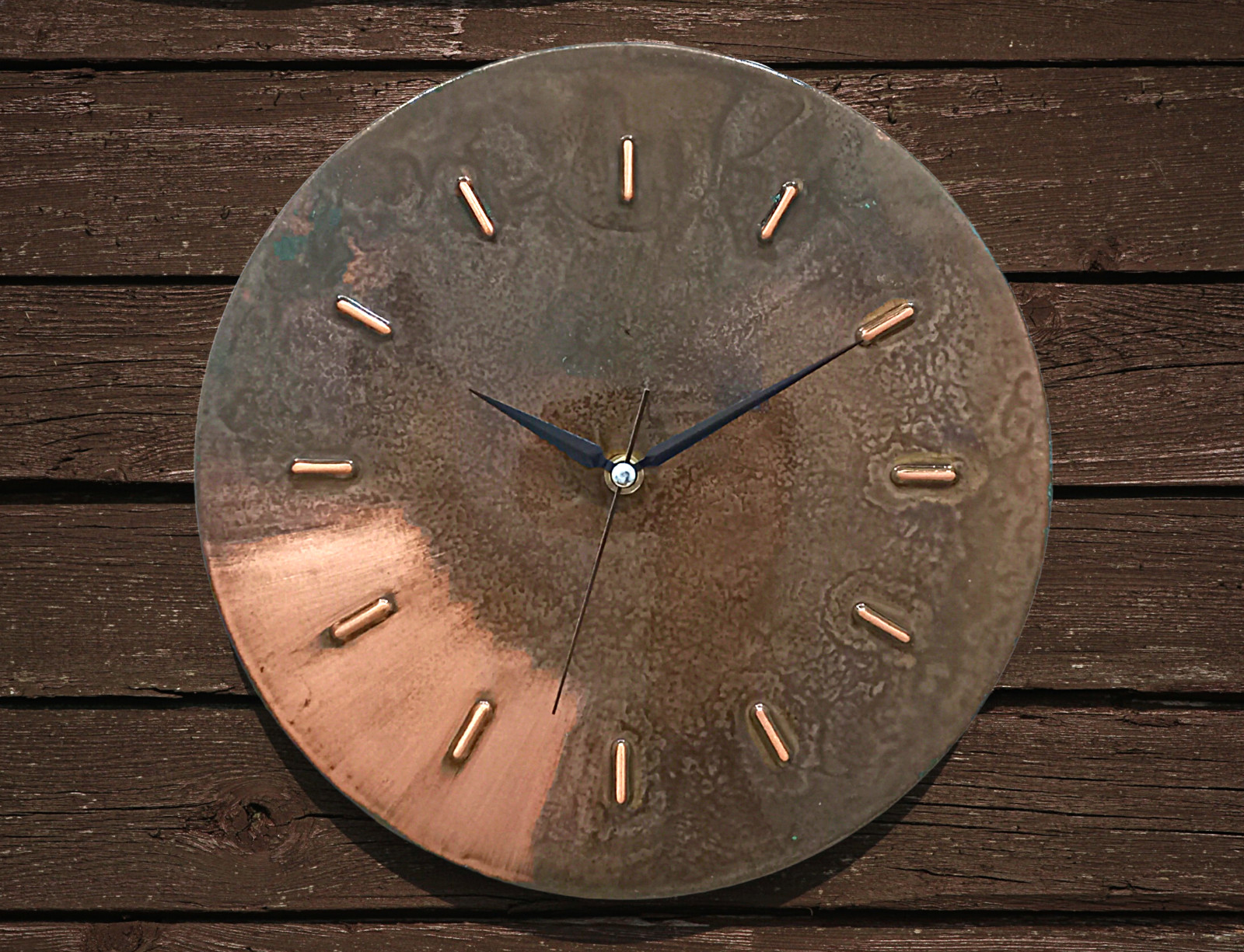 Unique Handmade Modern Copper Rustic Wall Clock for Farmhouse Wall Decor